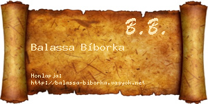 Balassa Bíborka névjegykártya